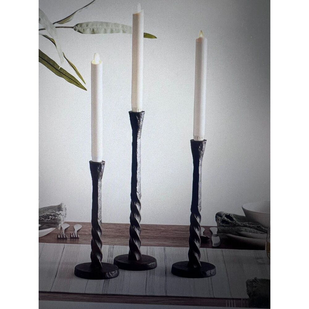 Pottery Barn Easton Forged Iron Candle Holder Candlesticks Set of 2
